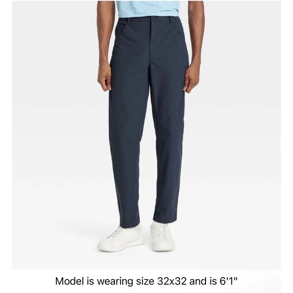 All In Motion Mens 360 Lifestyle Relaxed Fit 5-Pocket Pants Navy Blue 34x32